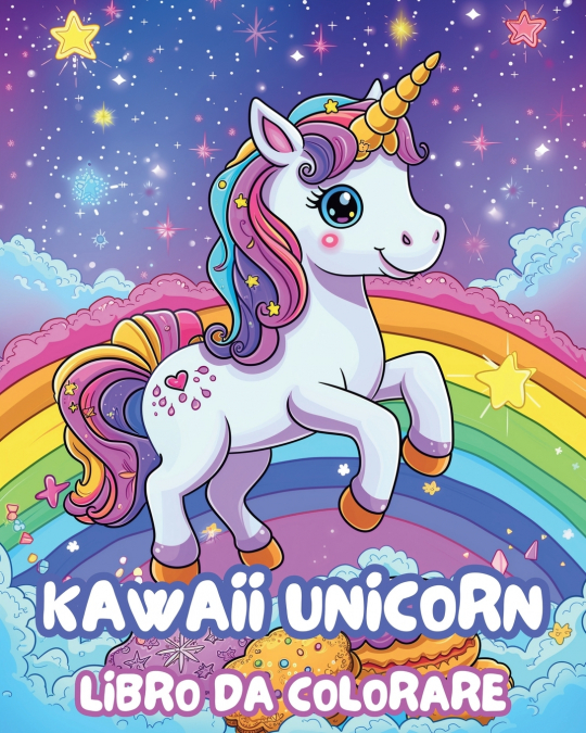 Kawaii Unicorn Libro da Colorare