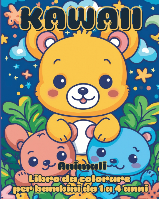 Kawaii Animali - Libro da Colorare per bambini da 1 a 4 anni