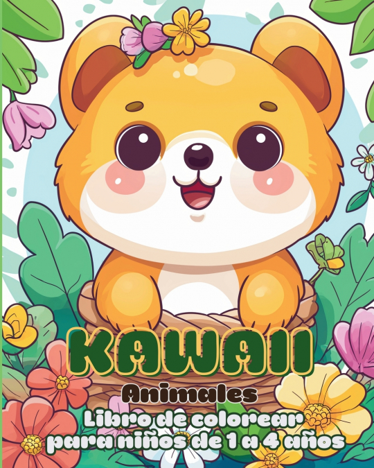 Kawaii Animales Libro de Colorear para Niños de 1 a 4 años