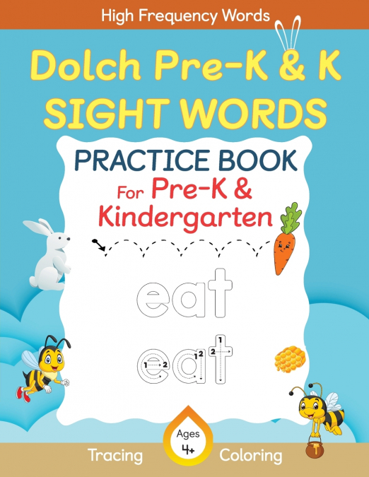 Dolch Pre-Kindergarten & Kindergarten Sight Words Practice Book for Kids, Dolch Pre-K and K Sight Words Flash Cards, Kindergartners Sight Words Activity Workbook