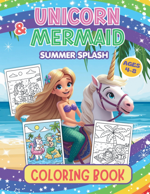 UNICORN & MERMAID SUMMER SPLASH-A Cute Beach Adventure Coloring Book for Kids Ages 4-8